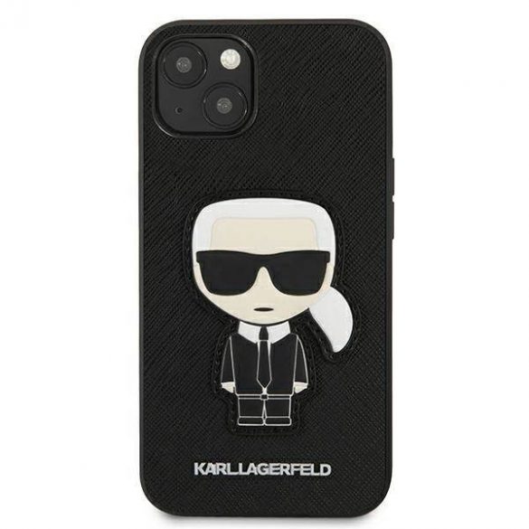 Karl Lagerfeld KLHCP13SOKPK iPhone 13 mini 5,4" negru/negru hard Husă Saffiano Ikonik Karl's Patch husă