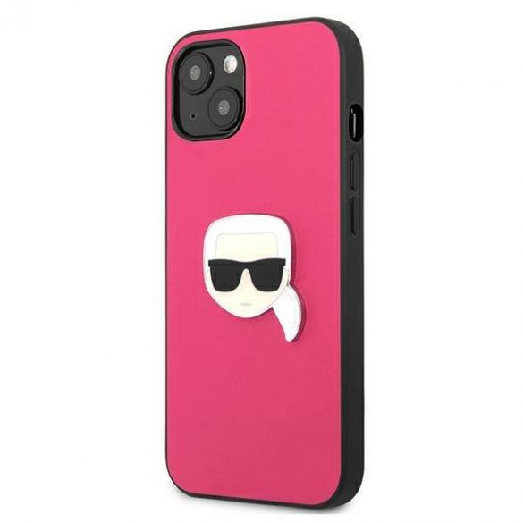 Karl Lagerfeld KLHCP13SPKMP iPhone 13 mini 5,4" rożowy/roz Husă rigidă din piele Ikonik Karl's Head Husă metalică