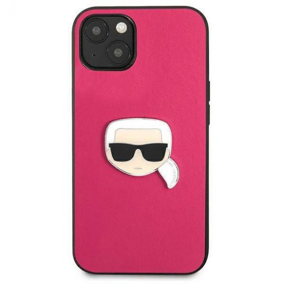 Karl Lagerfeld KLHCP13SPKMP iPhone 13 mini 5,4" rożowy/roz Husă rigidă din piele Ikonik Karl's Head Husă metalică