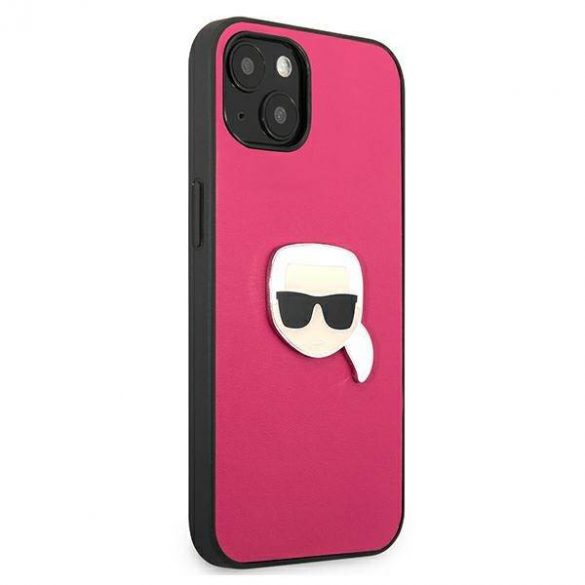 Karl Lagerfeld KLHCP13SPKMP iPhone 13 mini 5,4" rożowy/roz Husă rigidă din piele Ikonik Karl's Head Husă metalică