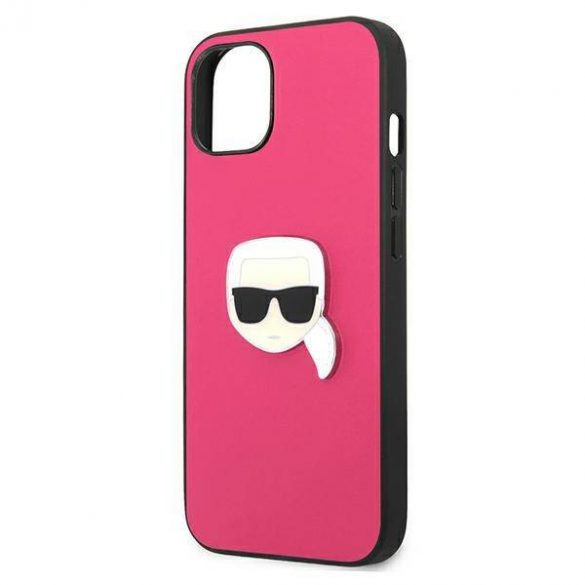 Karl Lagerfeld KLHCP13SPKMP iPhone 13 mini 5,4" rożowy/roz Husă rigidă din piele Ikonik Karl's Head Husă metalică