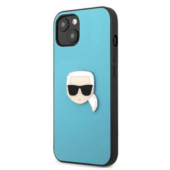 Karl Lagerfeld KLHCP13SPKMB iPhone 13 mini 5,4" niebieski/albastru Husă rigidă din piele Ikonik Karl's Head Husă metalică