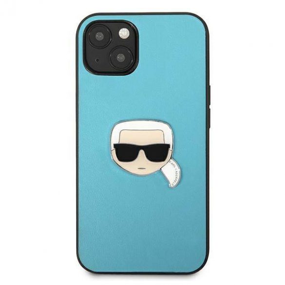 Karl Lagerfeld KLHCP13SPKMB iPhone 13 mini 5,4" niebieski/albastru Husă rigidă din piele Ikonik Karl's Head Husă metalică