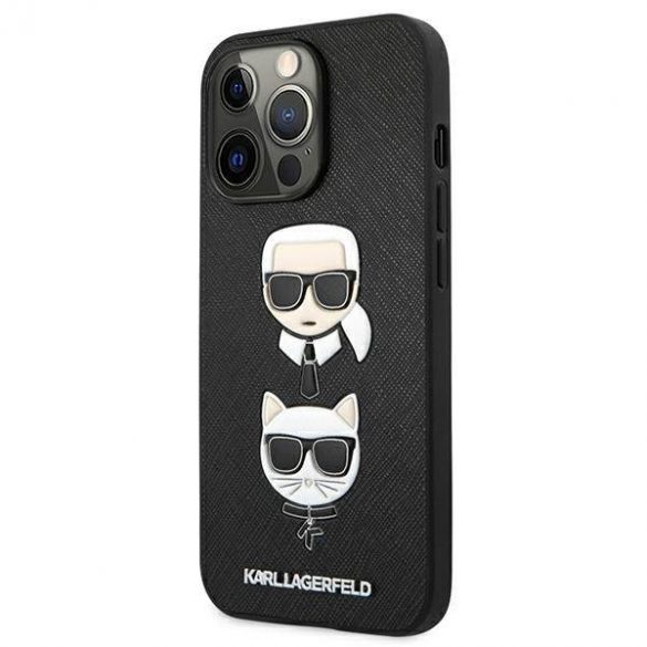 Karl Lagerfeld KLHCP13LSAKICKCBK pentru iPhone 13 Pro / 13 6,1" carcasa rigidă neagră Saffiano Karl & Choupette