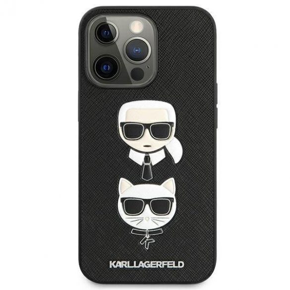 Karl Lagerfeld KLHCP13LSAKICKCBK pentru iPhone 13 Pro / 13 6,1" carcasa rigidă neagră Saffiano Karl & Choupette