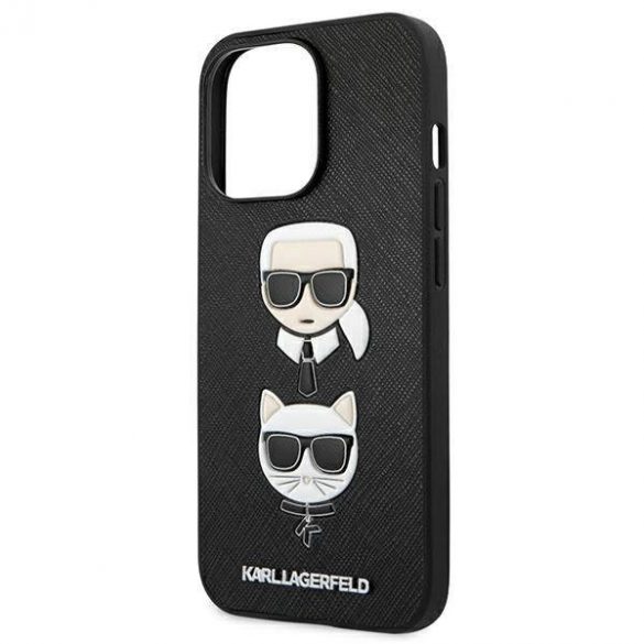 Karl Lagerfeld KLHCP13LSAKICKCBK pentru iPhone 13 Pro / 13 6,1" carcasa rigidă neagră Saffiano Karl & Choupette