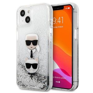 Karl Lagerfeld KLHCP13SKICGLS iPhone 13 mini 5,4" srebrny/argintiu husă rigidă Liquid Glitter Karl&Choupette Head