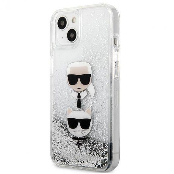 Karl Lagerfeld KLHCP13SKICGLS iPhone 13 mini 5,4" srebrny/argintiu husă rigidă Liquid Glitter Karl&Choupette Head