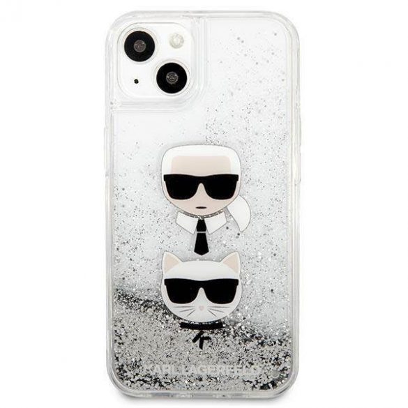 Karl Lagerfeld KLHCP13SKICGLS iPhone 13 mini 5,4" srebrny/argintiu husă rigidă Liquid Glitter Karl&Choupette Head