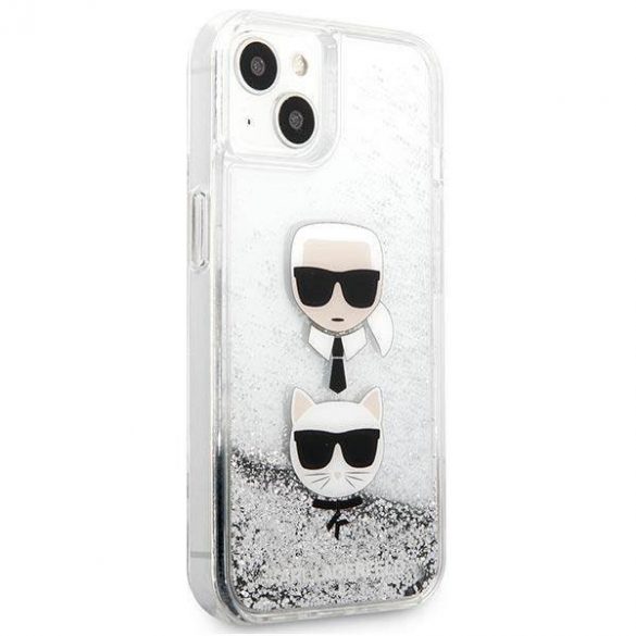 Karl Lagerfeld KLHCP13SKICGLS iPhone 13 mini 5,4" srebrny/argintiu husă rigidă Liquid Glitter Karl&Choupette Head