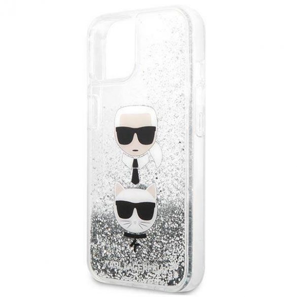 Karl Lagerfeld KLHCP13SKICGLS iPhone 13 mini 5,4" srebrny/argintiu husă rigidă Liquid Glitter Karl&Choupette Head