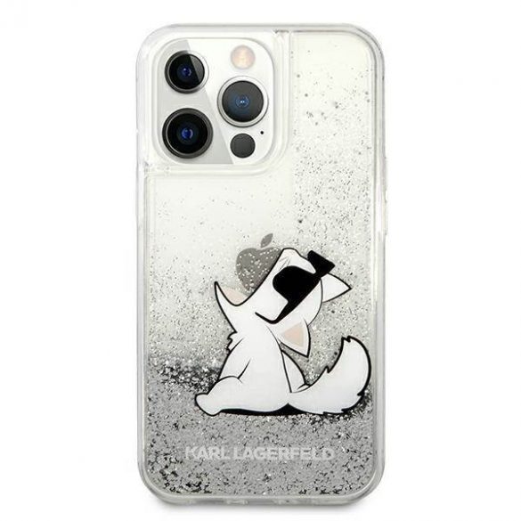 Karl Lagerfeld KLHCP13LGCFS iPhone 13 Pro / 13 6,1" srebrny/silver hard Husă Liquid Glitter Choupette Fun Husă