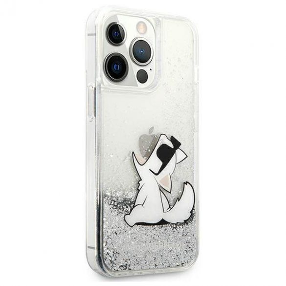 Karl Lagerfeld KLHCP13LGCFS iPhone 13 Pro / 13 6,1" srebrny/silver hard Husă Liquid Glitter Choupette Fun Husă