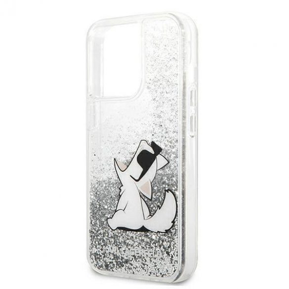 Karl Lagerfeld KLHCP13LGCFS iPhone 13 Pro / 13 6,1" srebrny/silver hard Husă Liquid Glitter Choupette Fun Husă