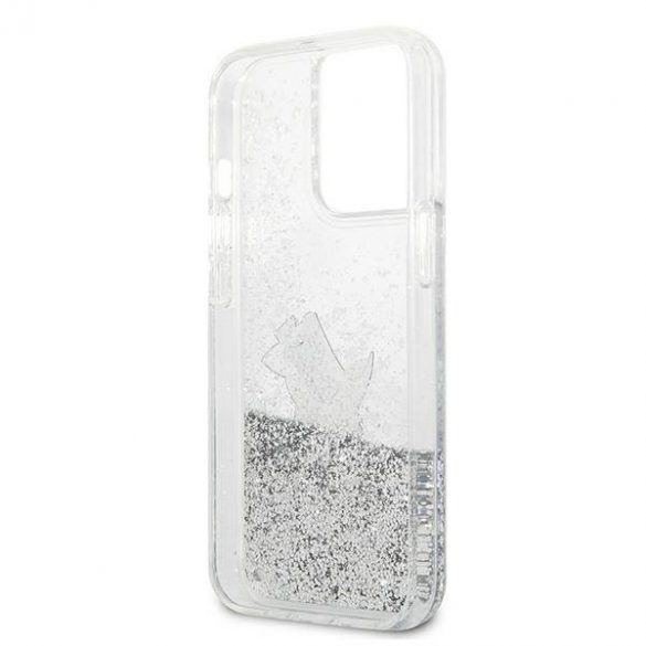 Karl Lagerfeld KLHCP13LGCFS iPhone 13 Pro / 13 6,1" srebrny/silver hard Husă Liquid Glitter Choupette Fun Husă