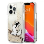   Karl Lagerfeld KLHCP13XGCFD iPhone 13 Pro Max 6,7" gold/gold hard Husă Liquid Glitter Choupette Fun husă