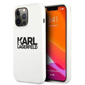 Karl Lagerfeld KLHCP13LSLKLWH Husa pentru iPhone 13 Pro / 13 6,1" Silicone Stack Logo biały/alb