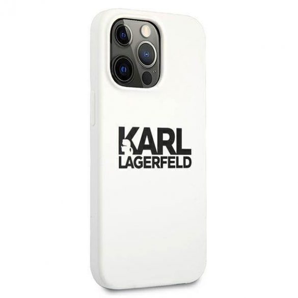 Karl Lagerfeld KLHCP13LSLKLWH Husa pentru iPhone 13 Pro / 13 6,1" Silicone Stack Logo biały/alb