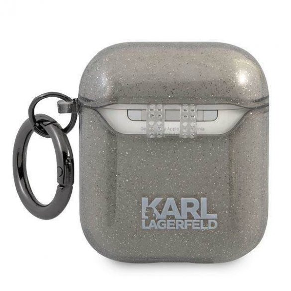 Karl Lagerfeld KLA2UKHGK Husa AirPods 1/2 czarny/negru Glitter Karl's Head