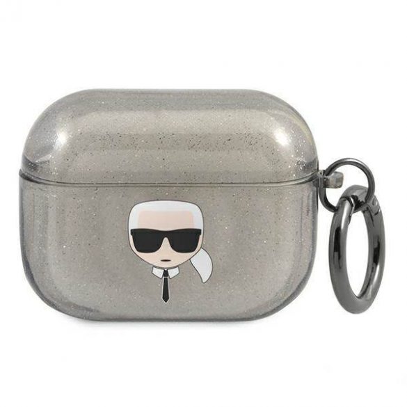 Husa Karl Lagerfeld KLAPUKHGK AirPods Pro carcasa/negru cu sclipici Karl's Head