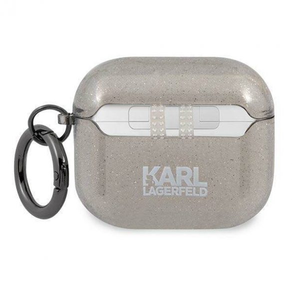 Husa Karl Lagerfeld KLA3UKHGK AirPods 3 carnaș/negru cu sclipici Karl's Head