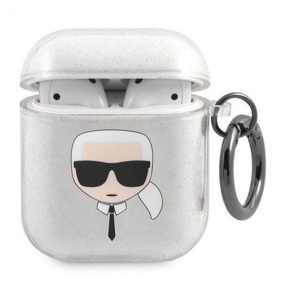 Karl Lagerfeld KLA2UKHGS Husa AirPods 1/2 srebrny/argintiu Glitter Karl's Head