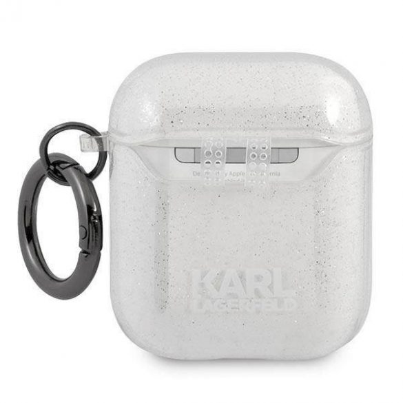 Karl Lagerfeld KLA2UKHGS Husa AirPods 1/2 srebrny/argintiu Glitter Karl's Head