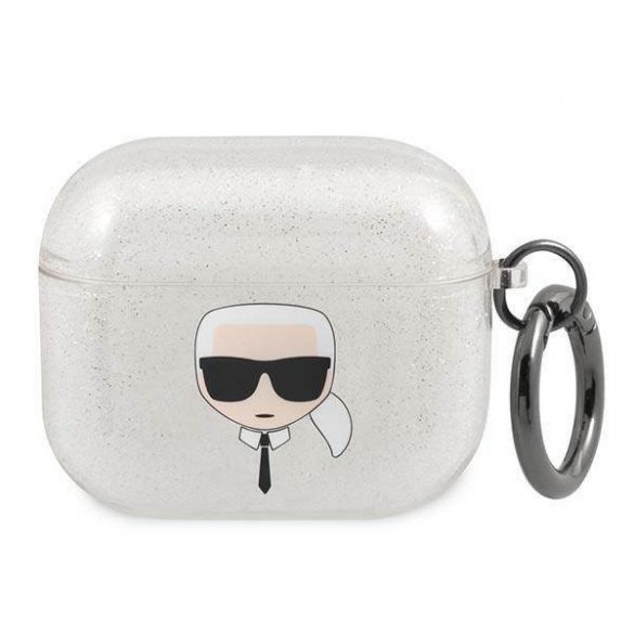 Husa Karl Lagerfeld KLA3UKHGS AirPods 3 srebrny/argintiu Glitter Karl's Head