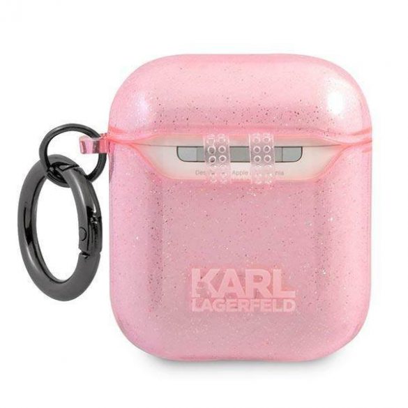 Karl Lagerfeld KLA2UKHGP AirPods 1/2 Husă roz/roz Glitter Karl's Head