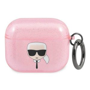 Husa Karl Lagerfeld KLA3UKHGP AirPods 3 rożowy/roz Husă Karl's Head cu sclipici