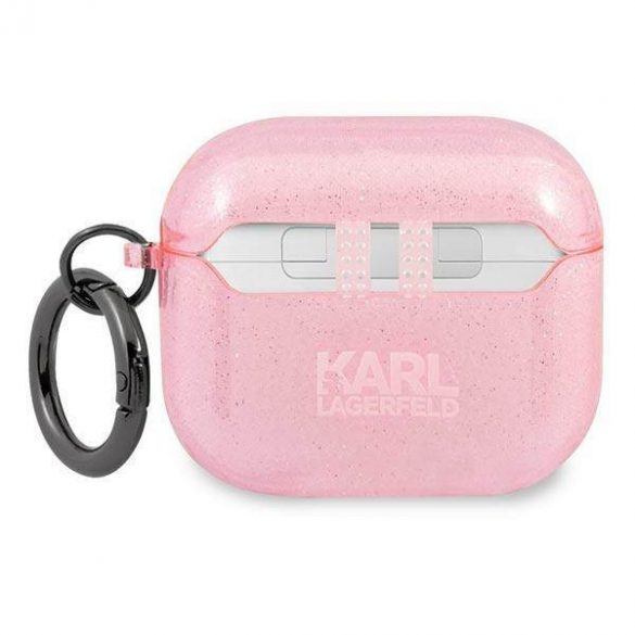 Husa Karl Lagerfeld KLA3UKHGP AirPods 3 rożowy/roz Husă Karl's Head cu sclipici