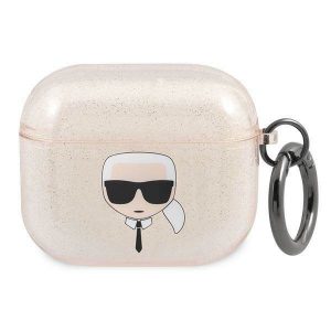 Karl Lagerfeld KLA3UKHGD husă AirPods 3 złoty/aurie Husă cu sclipici Karl's Head