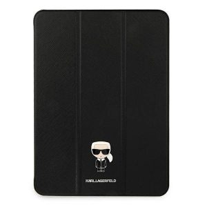 Karl Lagerfeld KLFC12OKMK Copertă de carte pentru iPad 12,9" Pro 2021, negru/negru Saffiano Husă iconică Karl