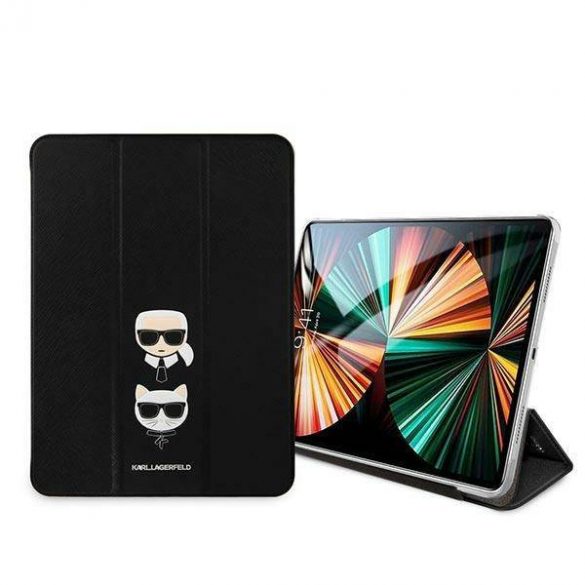 Karl Lagerfeld KLFC12OKCK Copertă de carte pentru iPad 12,9" Pro 2021 negru/negru Saffiano Husă Karl & Choupette