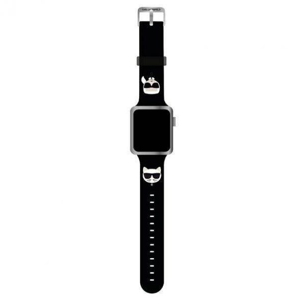 Karl Lagerfeld Pasek KLAWLSLCKK Apple Watch 42/44/45/49mm curea czarny/neagră Silicon Karl & Choupette Heads