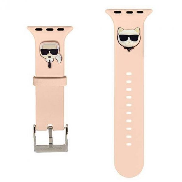 Karl Lagerfeld Pasek KLAWLSLCKP Apple Watch 42/44/45/49mm curea rożowy/roz Silicon Karl & Choupette Heads