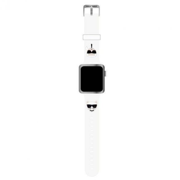 Karl Lagerfeld Pasek KLAWLSLCKW Apple Watch 42/44/45/49mm curea biały/albă Silicon Karl & Choupette Heads