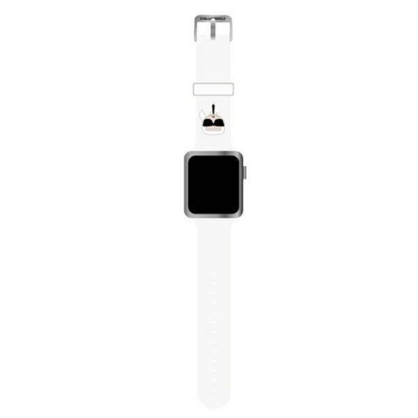 Karl Lagerfeld Pasek KLAWMSLKW Apple Watch 38/40/41mm curea biały/albă Husă din silicon Karl Heads