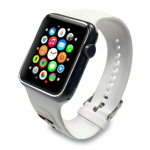 Karl Lagerfeld Pasek KLAWMSLKW Apple Watch 38/40/41mm curea biały/albă Husă din silicon Karl Heads