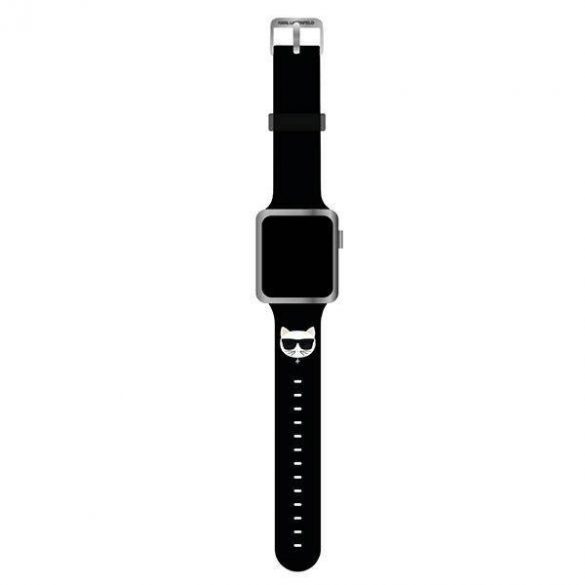 Karl Lagerfeld Pasek KLAWLSLCK Apple Watch 42/44/45/49mm curea neagră/czarny Capete Choupette din silicon