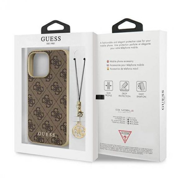 Guess GUHCP13LGF4GBR iPhone 13 Pro / 13 6,1" maro/ maro Husă tare 4G Charms Collection