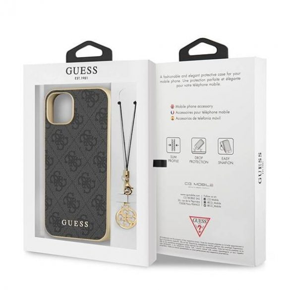 Guess GUHCP13MGF4GGR iPhone 13 / 14 / 15 6,1" husă szary/gri 4G Charms Collection