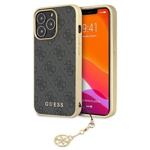 Guess GUHCP13XGF4GGR Carcasă rigidă pentru iPhone 13 Pro Max 6,7" szary/gri 4G Charms Collection