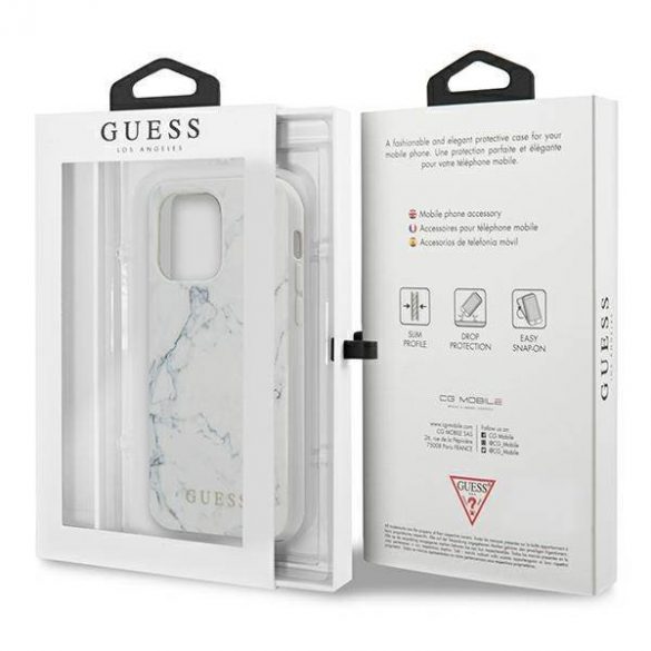 Guess GUHCP13LPCUMAWH Husă marmură pentru iPhone 13 Pro / 13 6,1" biały/alb