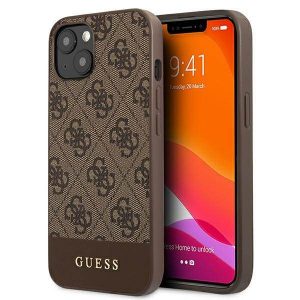 Guess GUHCP13SG4GLBR Husă rigidă pentru iPhone 13 mini 5,4" maro/brązowy 4G Stripe Collection