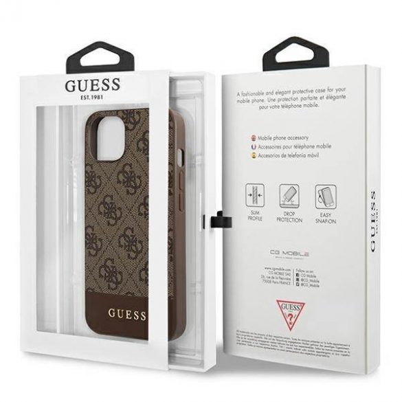 Guess GUHCP13SG4GLBR Husă rigidă pentru iPhone 13 mini 5,4" maro/brązowy 4G Stripe Collection