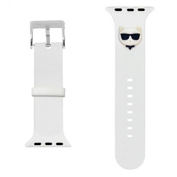 Karl Lagerfeld Pasek KLAWMSLCW Apple Watch 38/40/41mm curea biały/albă Husă din silicon Choupette Heads