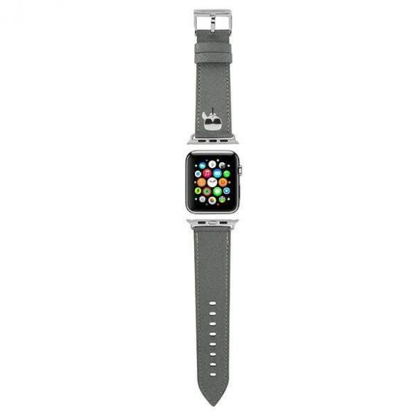 Karl Lagerfeld curea KLAWMOKHG Apple Watch 38/40/41mm srebrny/curea argintie Saffiano Karl Heads husă