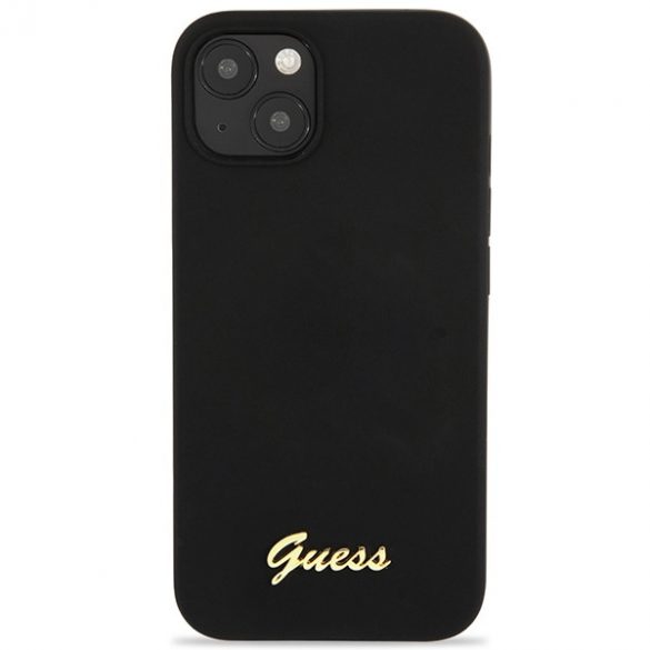 Guess GUHCP13MLSLMGBK iPhone 13 / 14 / 15 6.1" negru/czarny husă rigidă Silicone Script Gold Logo