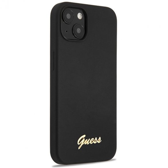 Guess GUHCP13MLSLMGBK iPhone 13 / 14 / 15 6.1" negru/czarny husă rigidă Silicone Script Gold Logo